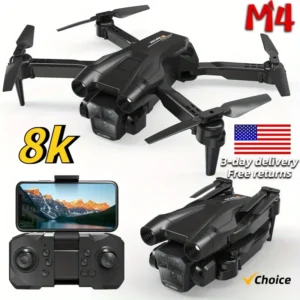 2025 New M4 RC Drone 4K Professinal With Wide Angle Triple HD Camera Foldable RC Helicopter WIFI FPV Height Hold Toys Drone