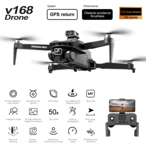 New V168 Drone Professinal Three Camera 8K Wide Angle Optical GPS Localization Four-way Obstacle Avoidance Quadcopter For XIAOMI