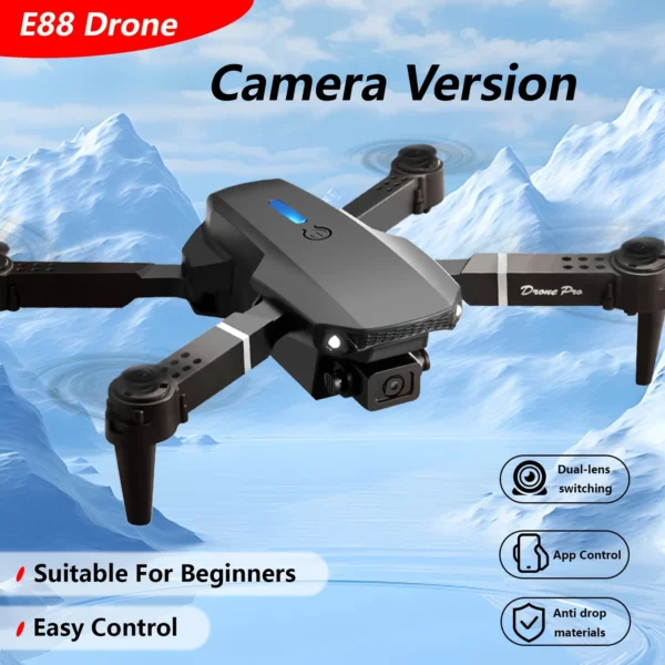 E88 HD Camera Drone with WiFi FPV - Foldable Long Flight Time Beginner Drone, Auto Return , Thanksgiving Gift for Adults & Teens - Image 2