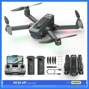 WeFone WF20 1080P FPV Drone, 5G, Foldable, Brushless, Altitude Hold, 3D Flips, 2 Batts,C0.