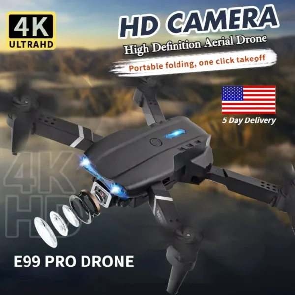 New E99Pro RC Drone 4K Professinal With 1080P Wide Angle HD Camera Foldable Helicopter WIFI FPV Height Hold Gift Toy
