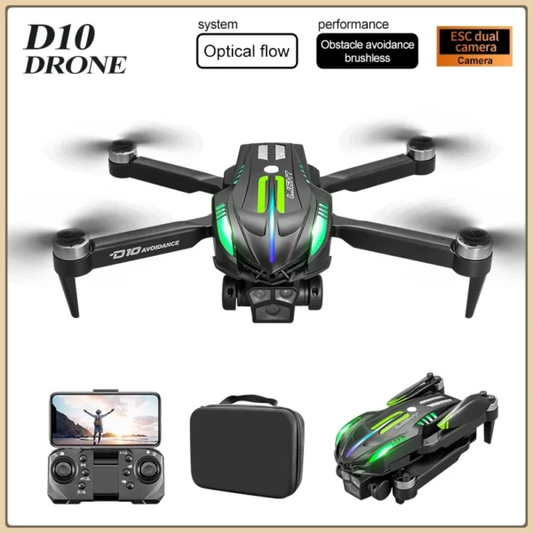 D10 Drone HD Gradient flowing light Aerial Photography Dual-Camera Omnidirectional Obstacle Avoidance Brushless Dron For Xiaomi
