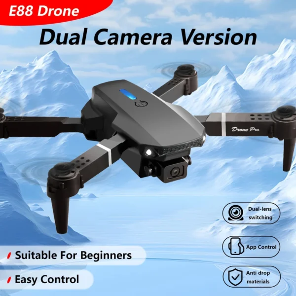 E88 HD Dual Camera Drone with WiFi FPV - Long Flight Time Beginner Drone,Auto Return,Foldable Thanksgiving Gift for Adults&Teens