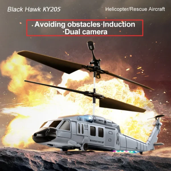 New KY205 RC Helicopter Drone HD Dual Camera Avoid Obstacle Gesture Sensing Six-axis Remote Control Helicopter Toys for Boys - Image 2