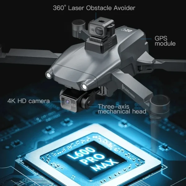 L600 PRO MAX GPS Drone Professional 4K 3-Axis PTZ HD Dual Camera Obstacle Avoidance Brushless Motor 5G WIFI RC Quadcopter Toys - Image 3