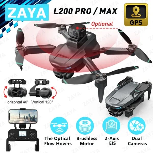 L200 PRO MAX Drone 4K Professional 2-Axis Gimbal 360° Obstacle Avoidance Brushless Motor GPS Quadcopter FPV RC Drones