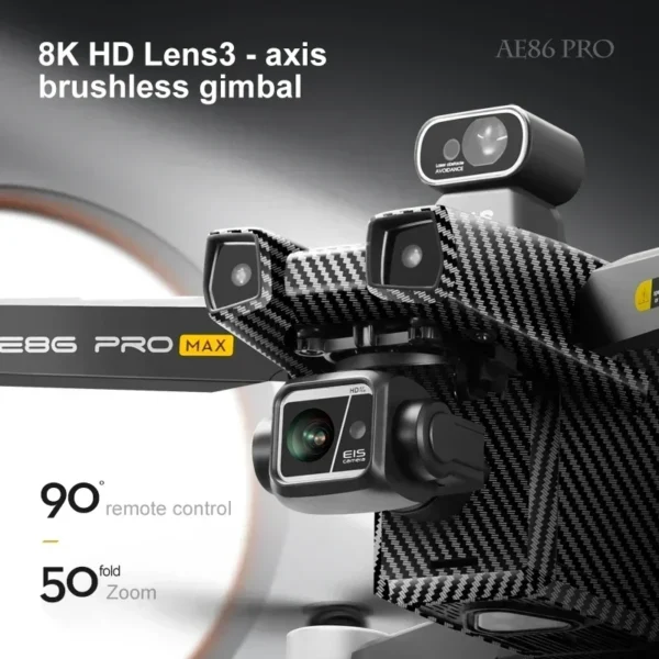 AE86 PRO Max Profesional Drone with 8K HD Camera 3-axis gimbal Aerial Photography Obstacle Avoidance FPV GPS Dron RC Quadcopter - Image 2