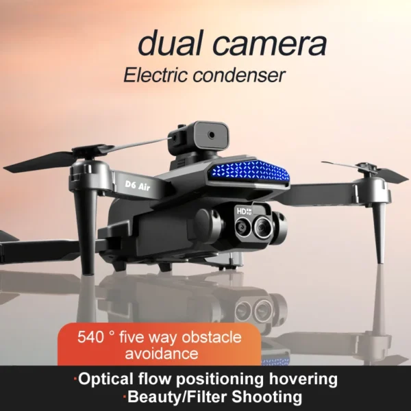 2024 New D6 Drone HD Professional High-Definition Dual Camera Five-Sided Obstacle Avoidance Light Flow ESC Quadcopter Toy - Image 4