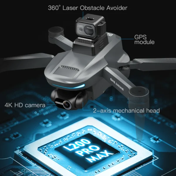 L200 PRO MAX Drone 4K Professional 2-Axis Gimbal 360° Obstacle Avoidance Brushless Motor GPS Quadcopter FPV RC Drones - Image 4